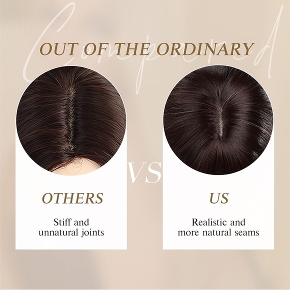 Ombre Brown Wigs Women Long Layered Brown Wig Ombre Brown Layered Wig with Bangs - Picture 4 of 5